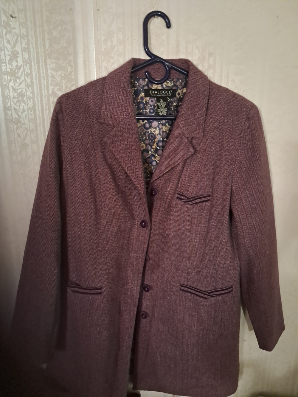 Dialogue Women's Brown Tweed Blazer with Notch Lapel